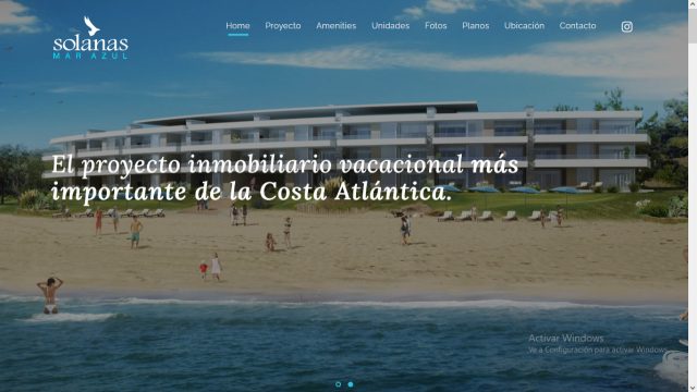 una playa con edificios altos y la leyenda "la inmobiliario vacacional mas importante de la Costa Atlantica"